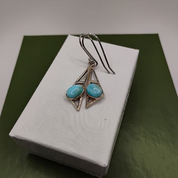 Larimar and Sterling Silver Earrings - Picture 4 of 5